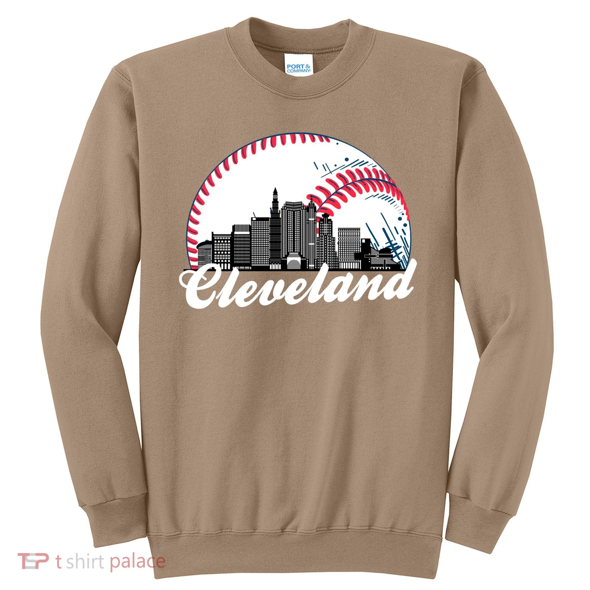 Cute Funny Cleveland Baseball Skyline Retro Sweatshirt