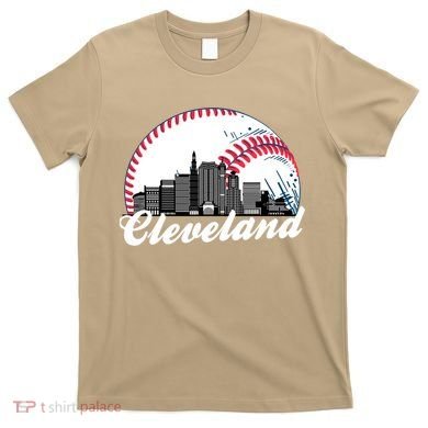 Cute Funny Cleveland Baseball Skyline Retro T-Shirt