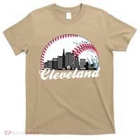 Cute Funny Cleveland Baseball Skyline Retro T-Shirt thumb 0