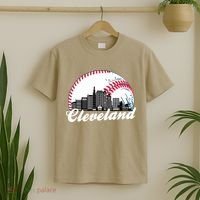 Cute Funny Cleveland Baseball Skyline Retro T-Shirt thumb 2
