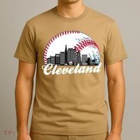 Cute Funny Cleveland Baseball Skyline Retro T-Shirt thumb 3