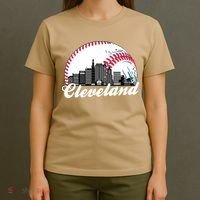 Cute Funny Cleveland Baseball Skyline Retro T-Shirt thumb 4
