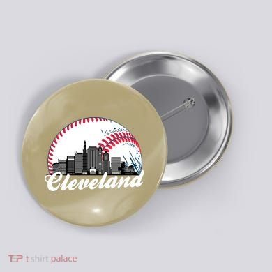 Cute Funny Cleveland Baseball Skyline Retro Button