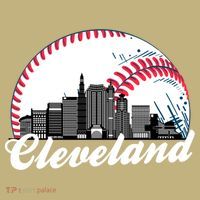Cute Funny Cleveland Baseball Skyline Retro Button thumb 1