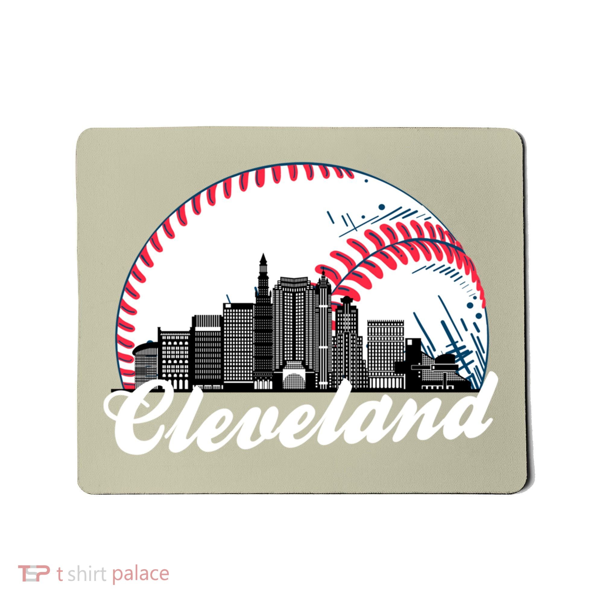 Cute Funny Cleveland Baseball Skyline Retro Mousepad