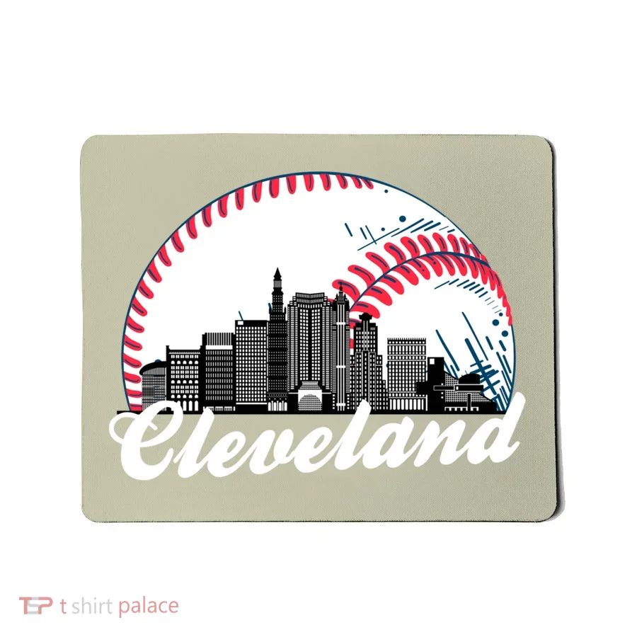 Cute Funny Cleveland Baseball Skyline Retro Mousepad