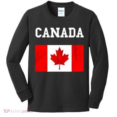 Canada Flag Canadian Flag Canadian Roots Maple Leaf Kids Long Sleeve Shirt