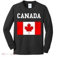 Canada Flag Canadian Flag Canadian Roots Maple Leaf Kids Long Sleeve Shirt thumb 0