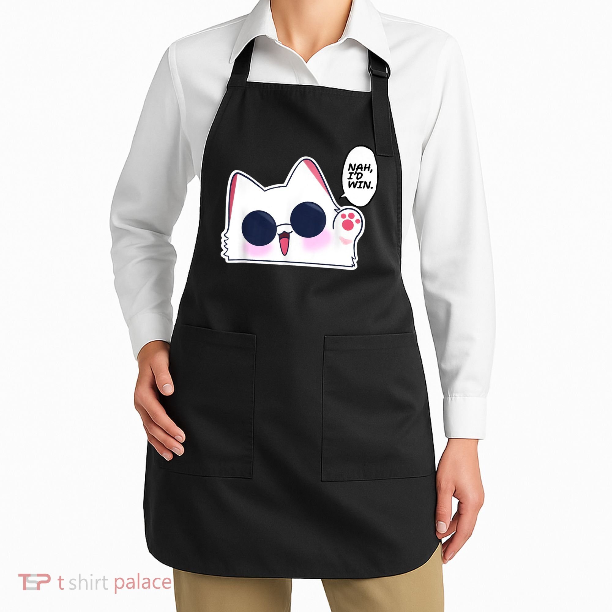 Cute Funny Cat Anime Meme Nah Id Win Gojo Cat Apron
