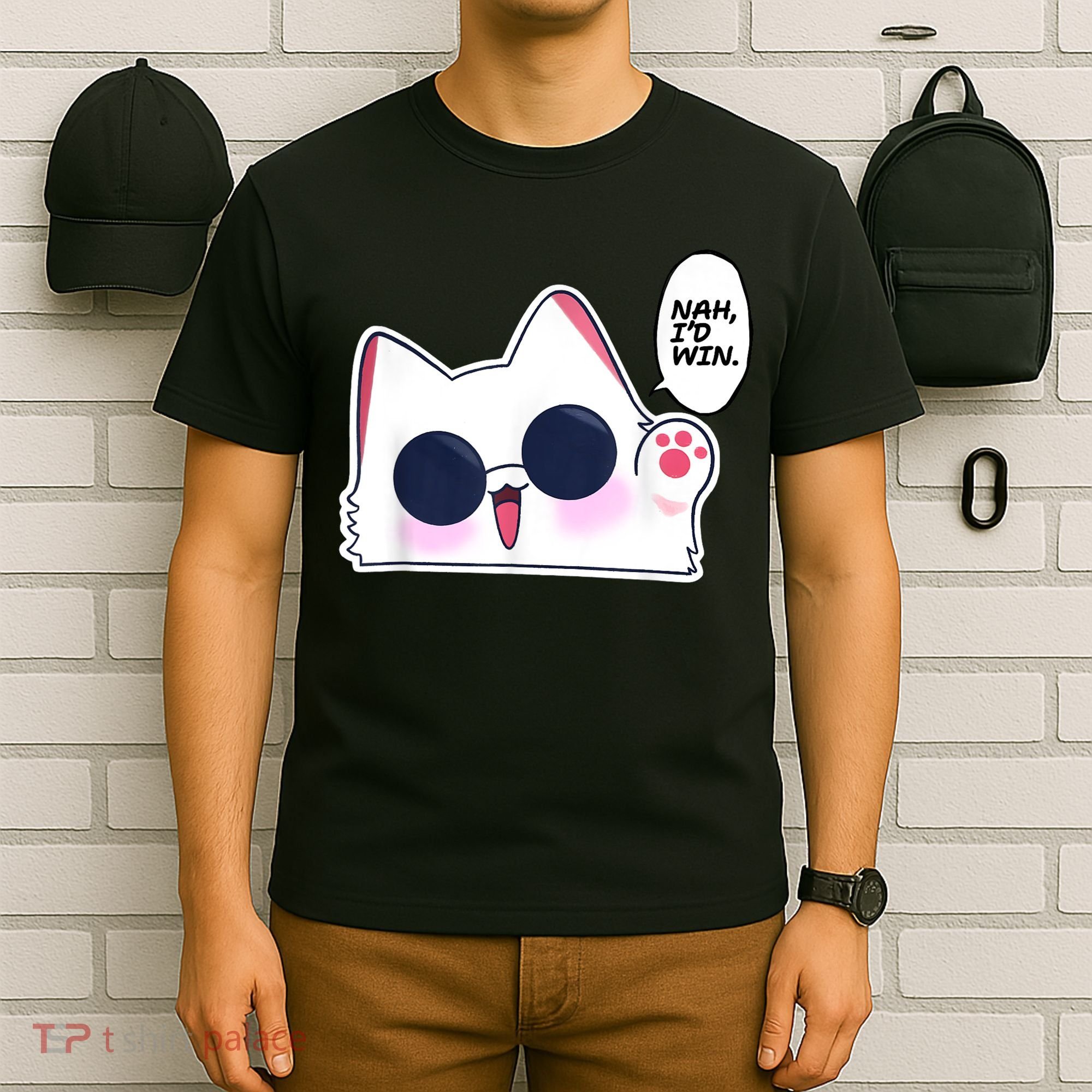 Cute Funny Cat Anime Meme Nah Id Win Gojo Cat T-Shirt