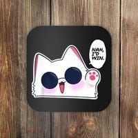 Cute Funny Cat Anime Meme Nah Id Win Gojo Cat Coaster thumb 0