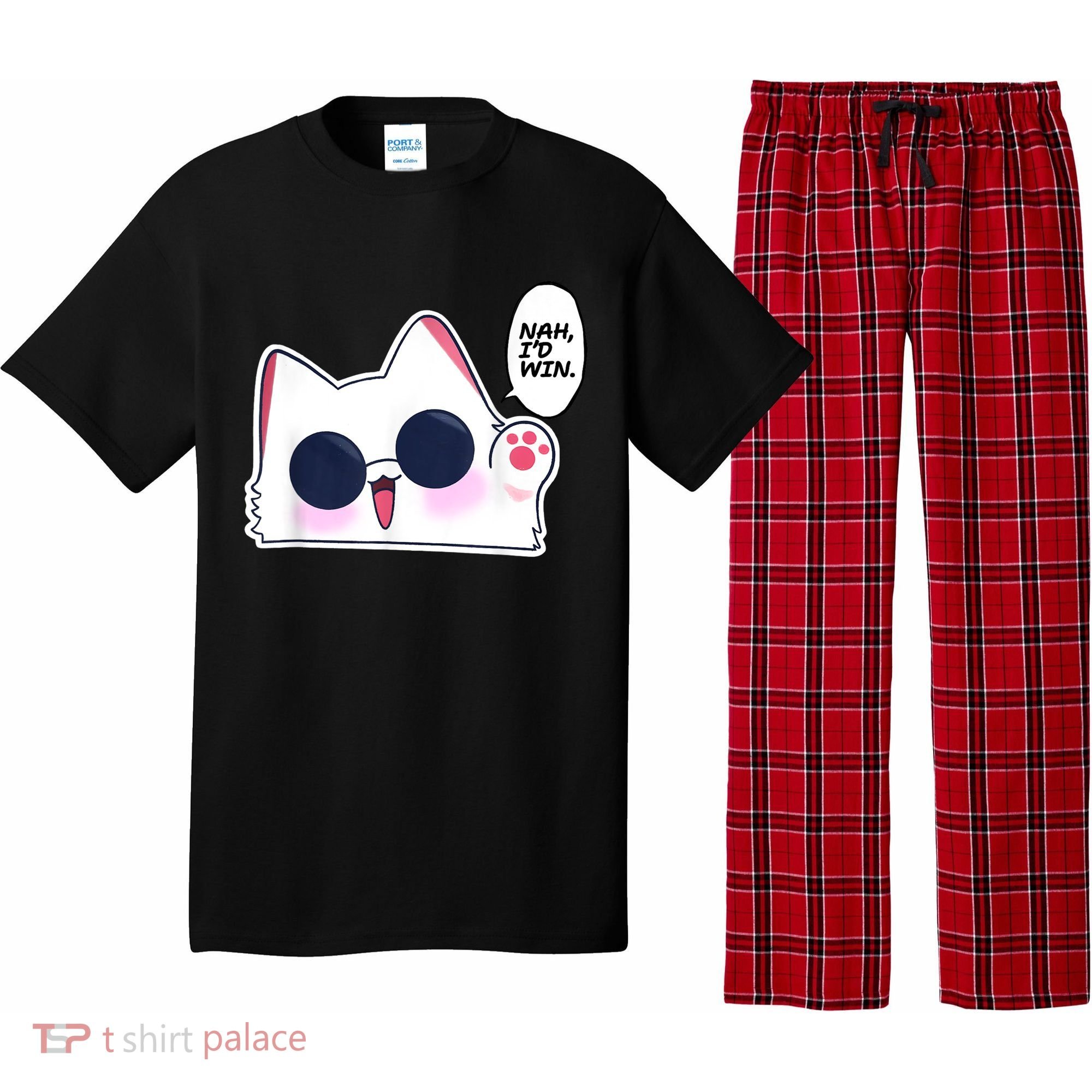 Cute Funny Cat Anime Meme Nah Id Win Gojo Cat Pajama Set