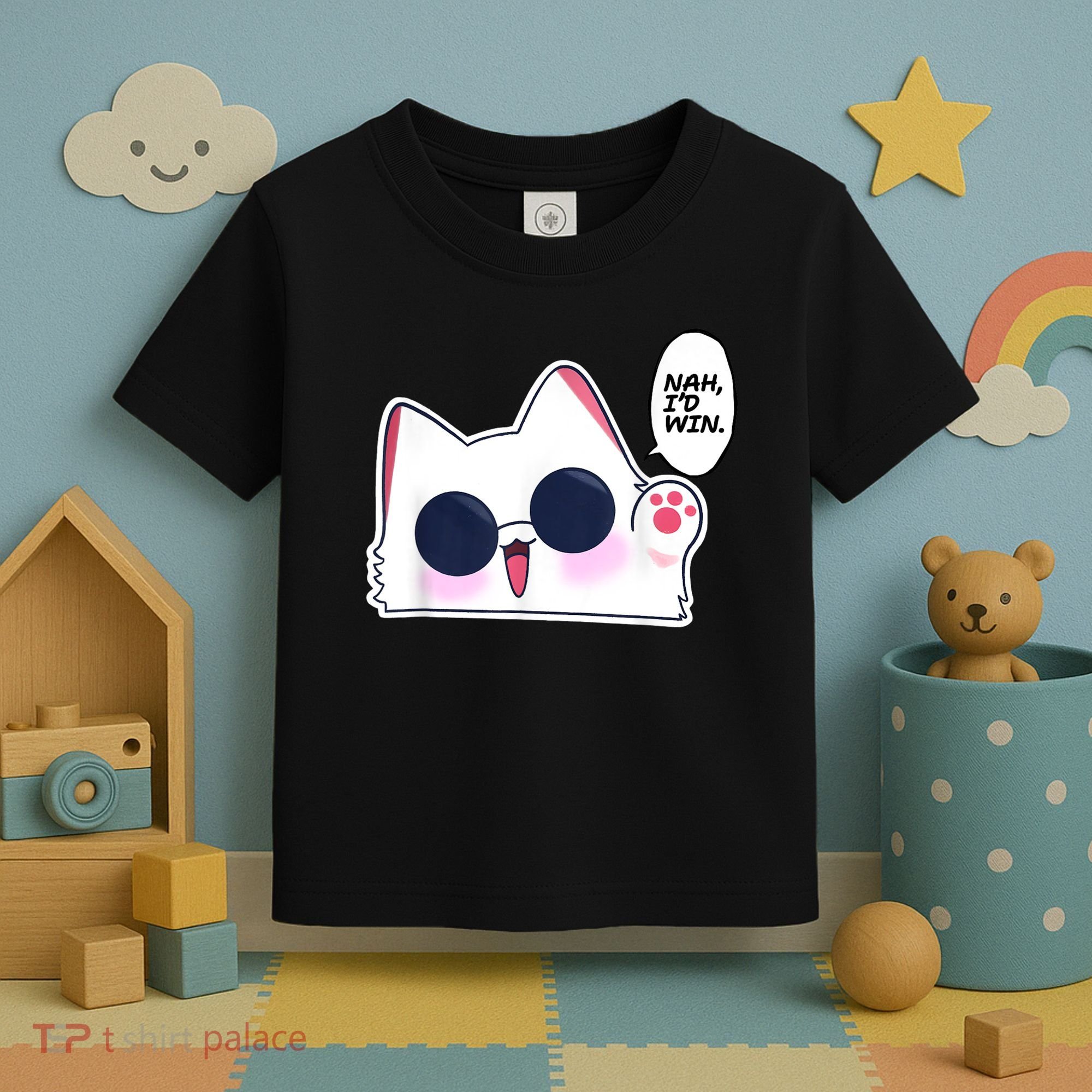 Cute Funny Cat Anime Meme Nah Id Win Gojo Cat Toddler T-Shirt