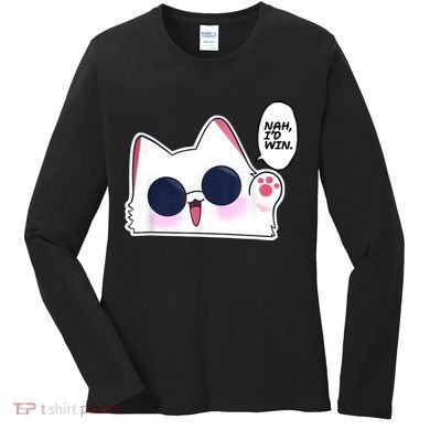 Cute Funny Cat Anime Meme Nah Id Win Gojo Cat Women's Long Sleeve Shirt