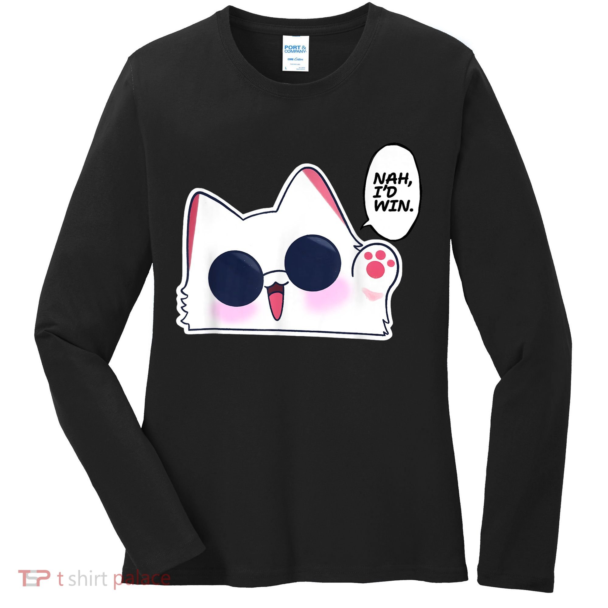 Cute Funny Cat Anime Meme Nah Id Win Gojo Cat Women's Long Sleeve Shirt