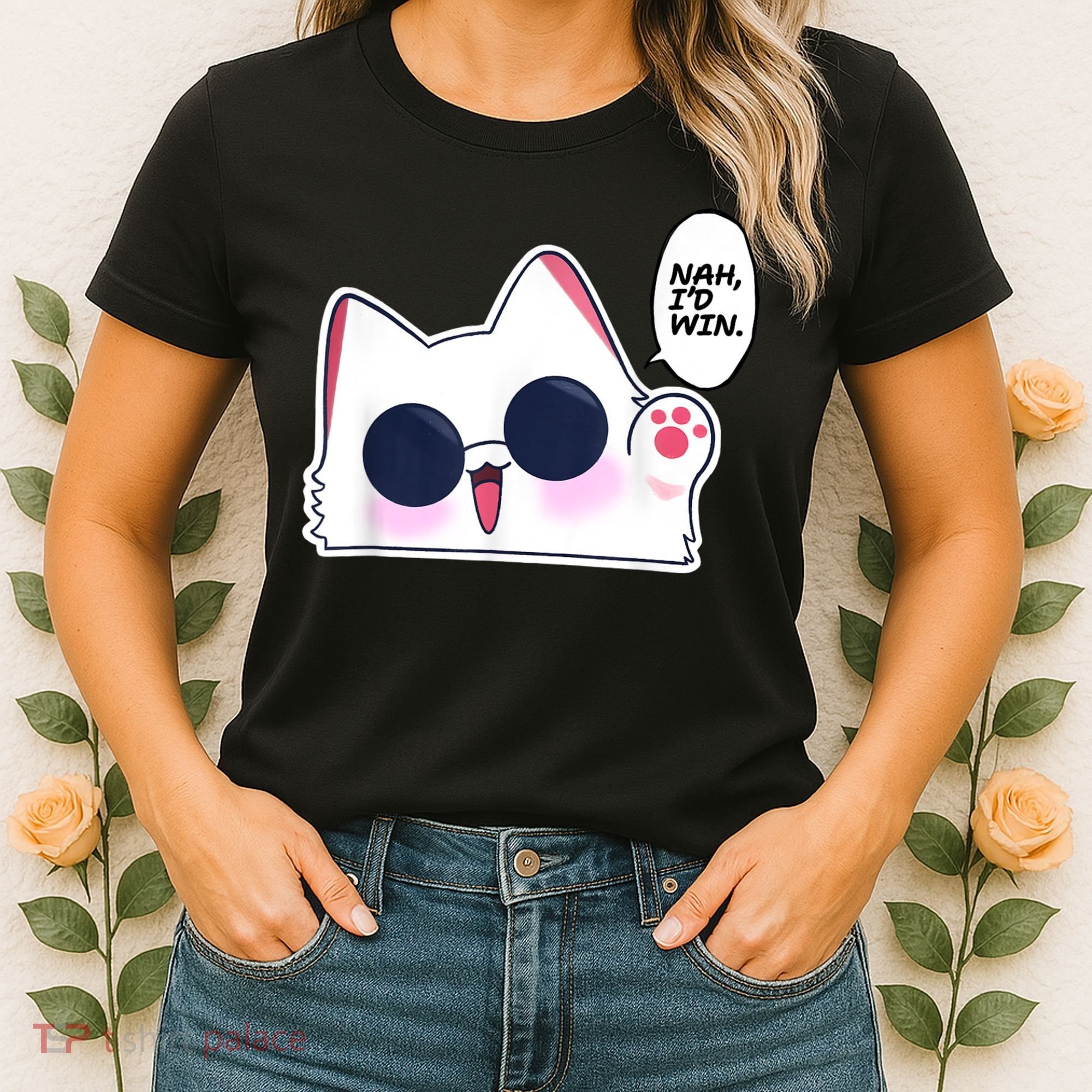 Cute Funny Cat Anime Meme Nah Id Win Gojo Cat Women's T-Shirt