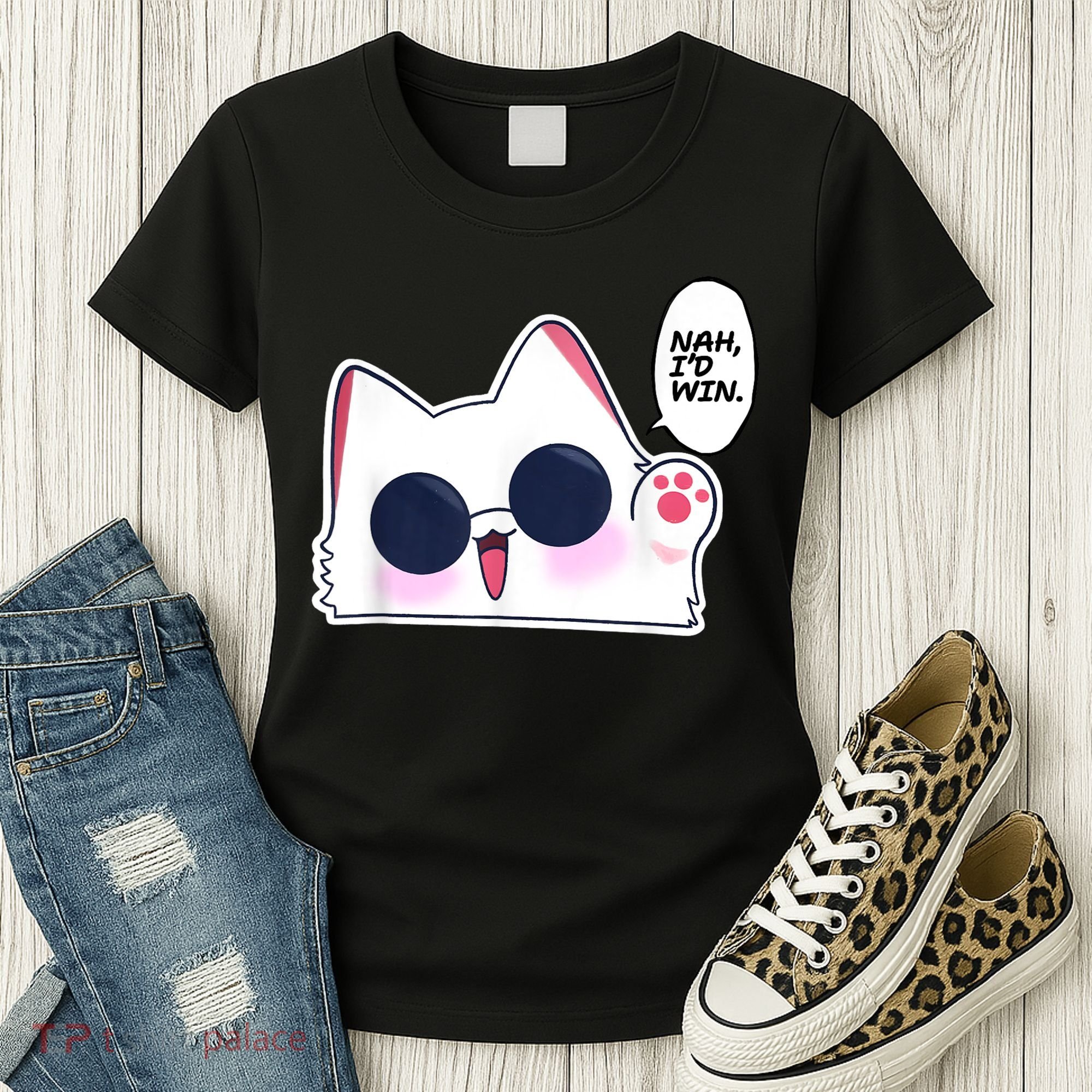 Cute Funny Cat Anime Meme Nah Id Win Gojo Cat Women's T-Shirt