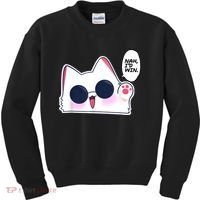 Cute Funny Cat Anime Meme Nah Id Win Gojo Cat Kids Sweatshirt thumb 0