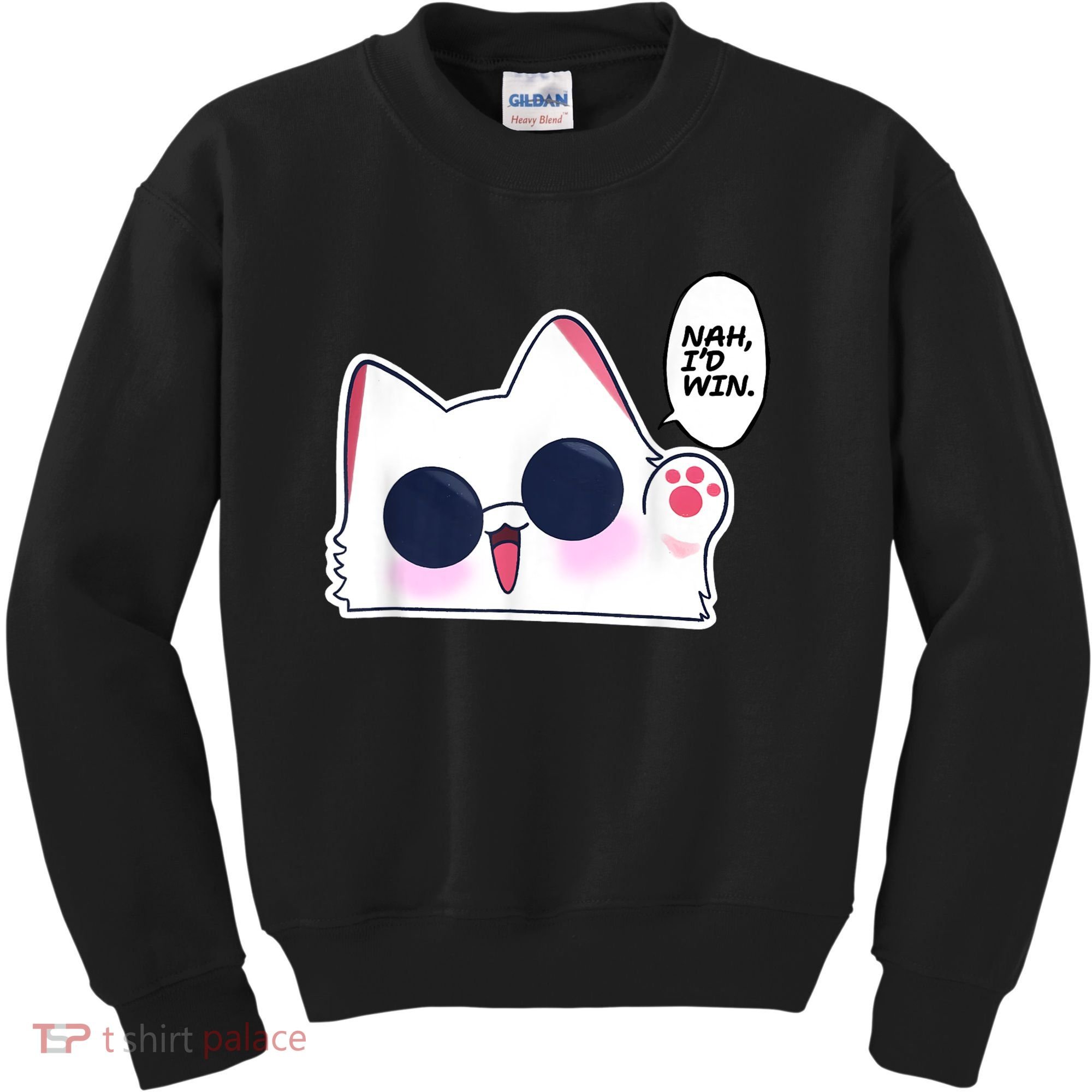 Cute Funny Cat Anime Meme Nah Id Win Gojo Cat Kids Sweatshirt