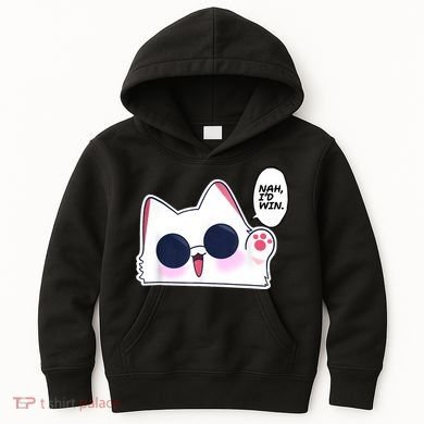 Cute Funny Cat Anime Meme Nah Id Win Gojo Cat Kids Hoodie