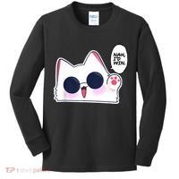 Cute Funny Cat Anime Meme Nah Id Win Gojo Cat Kids Long Sleeve Shirt thumb 0