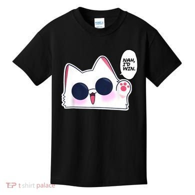 Cute Funny Cat Anime Meme Nah Id Win Gojo Cat Kids T-Shirt
