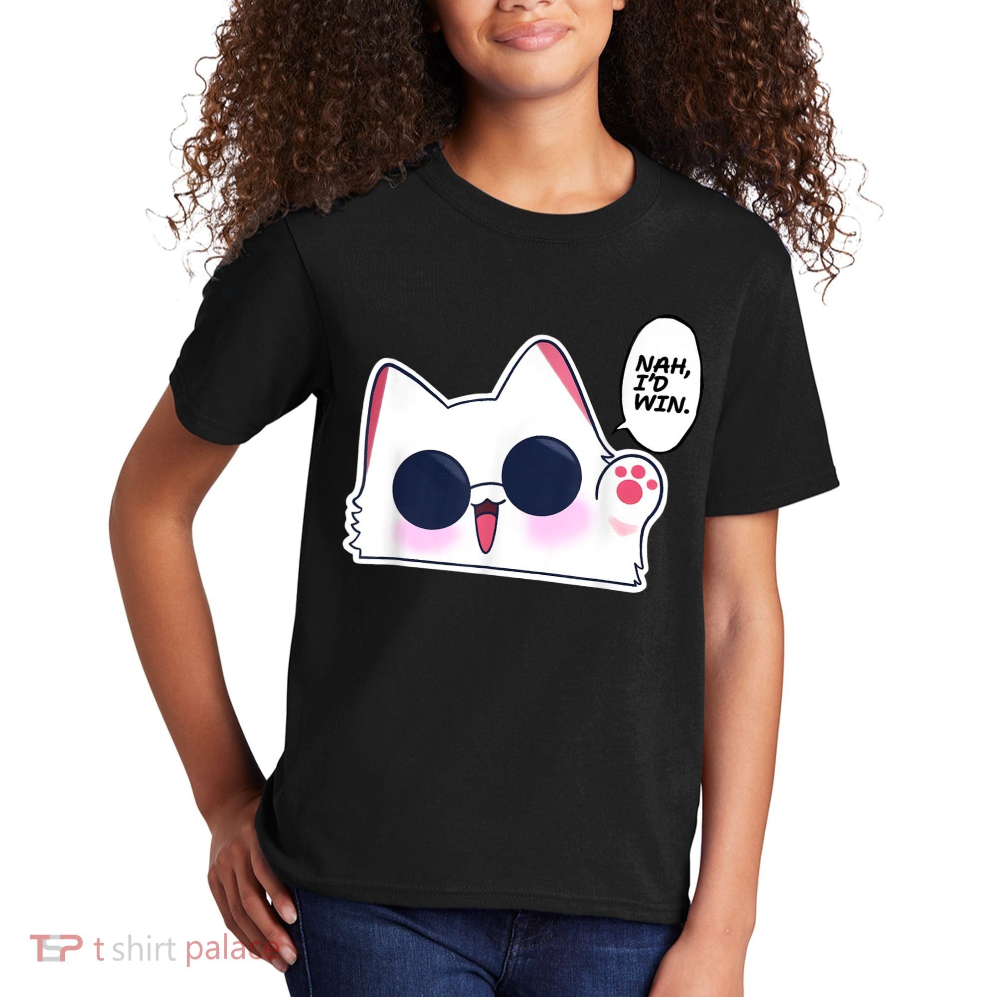 Cute Funny Cat Anime Meme Nah Id Win Gojo Cat Kids T-Shirt
