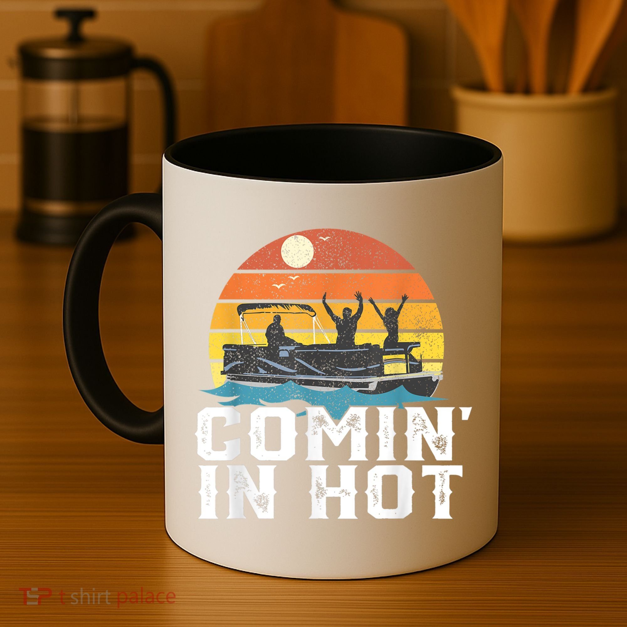 Cute Funny Comin In Hot Pontoon Boat Funny Boating Lake For Dad Coffee Mug