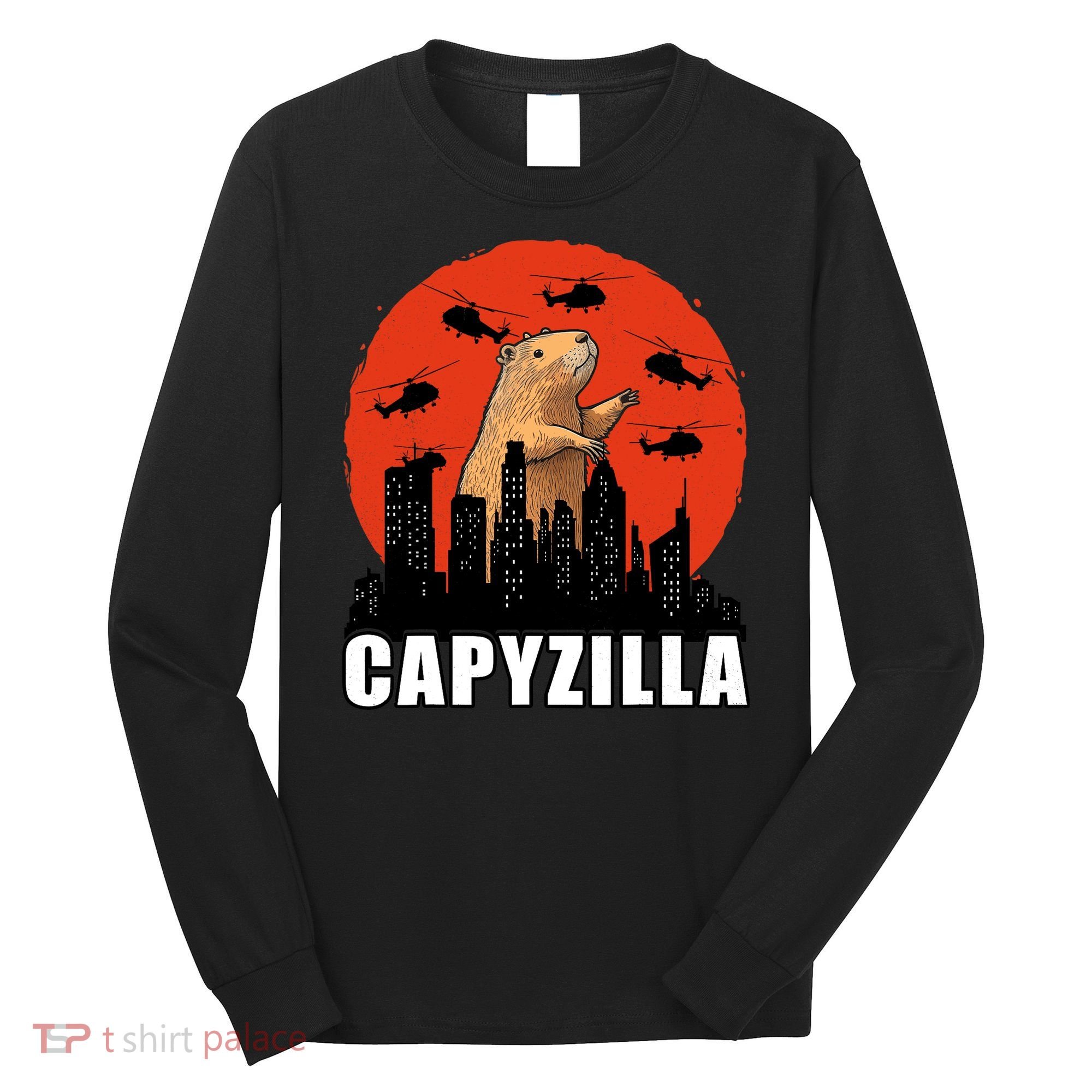 Capybara Funny Capybara Rodent Capyzilla Funny Long Sleeve Shirt