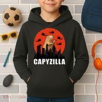 Capybara Funny Capybara Rodent Capyzilla Funny Kids Hoodie thumb 2