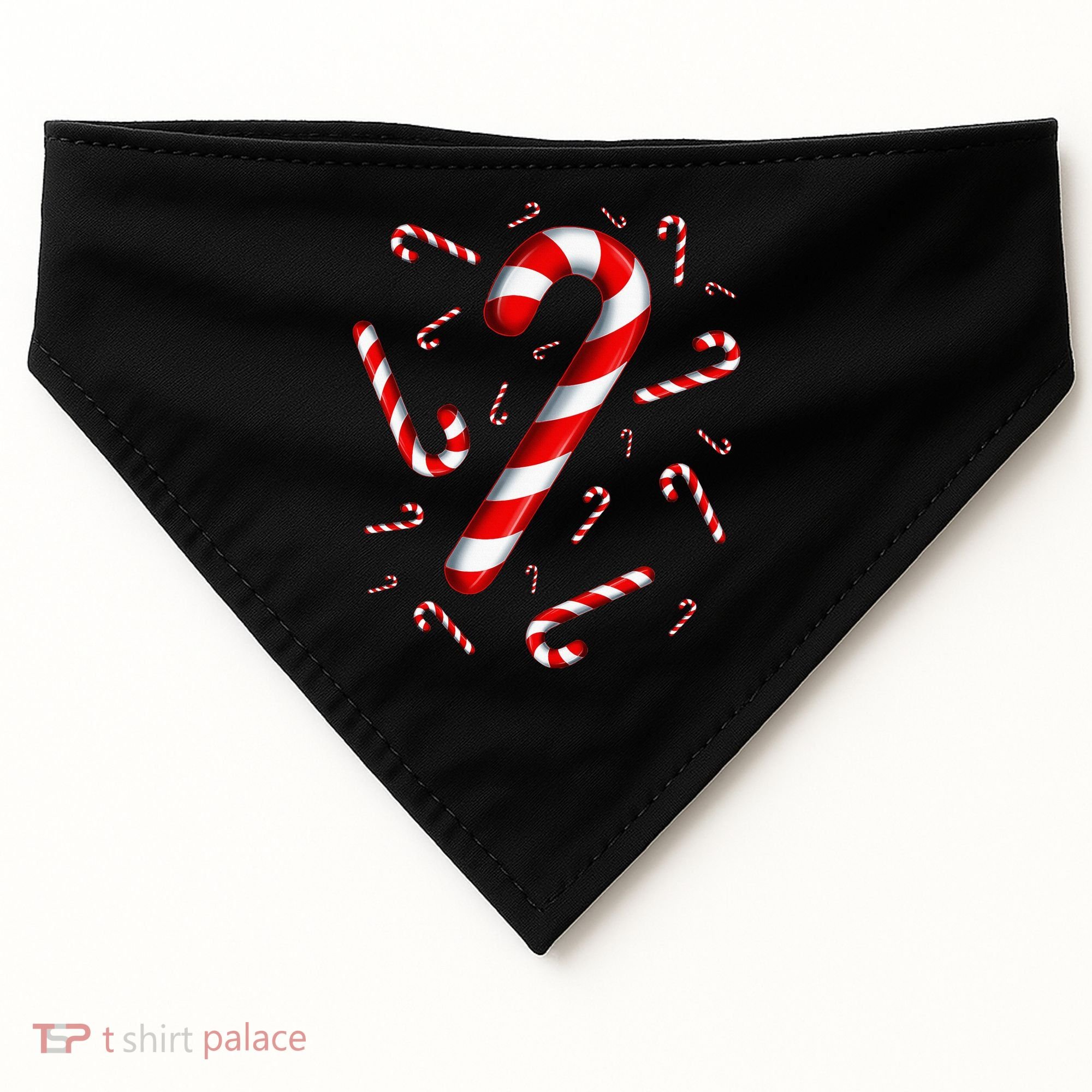 Christmas Flying Candy Cane Lover Taster Red And White Woman USA-Made Doggie Bandana