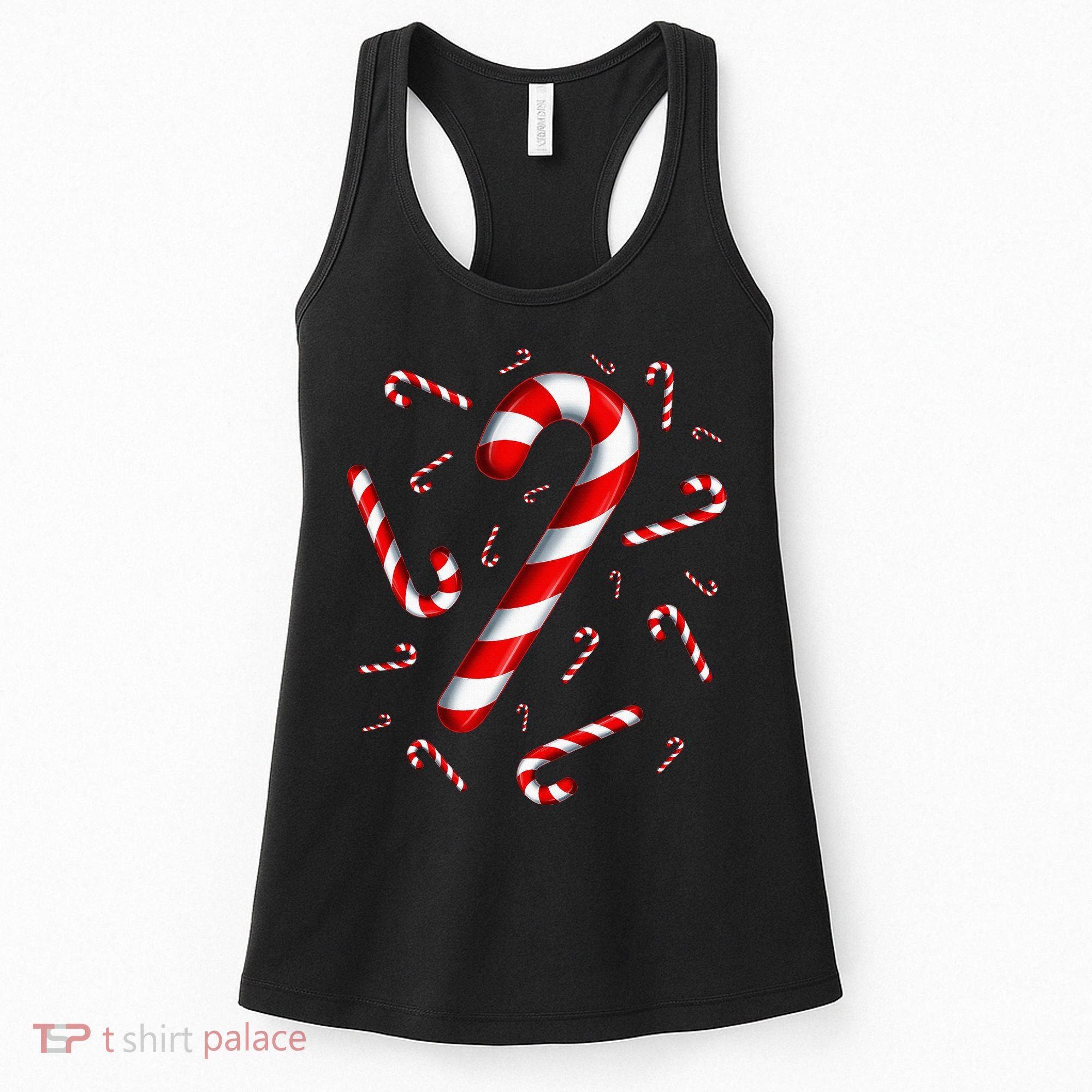 Christmas Flying Candy Cane Lover Taster Red And White Woman Women's Tank Top