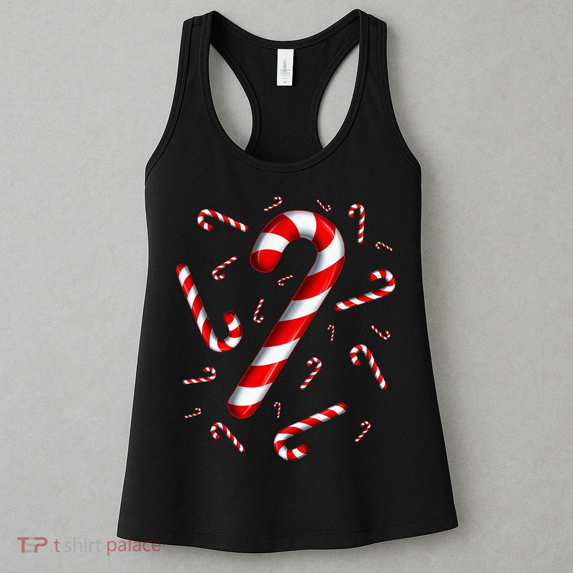 Christmas Flying Candy Cane Lover Taster Red And White Woman Women's Tank Top