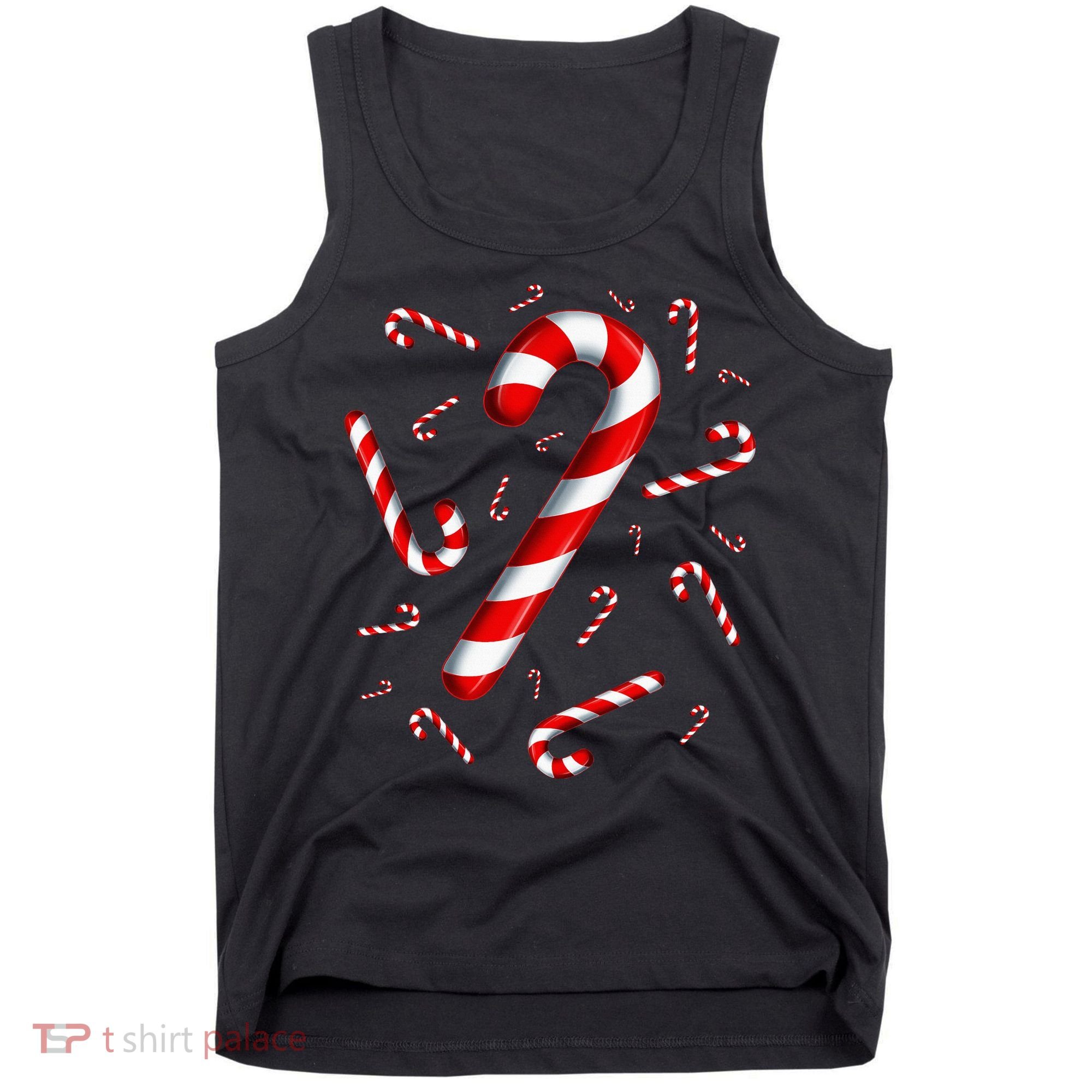Christmas Flying Candy Cane Lover Taster Red And White Woman Tank Top