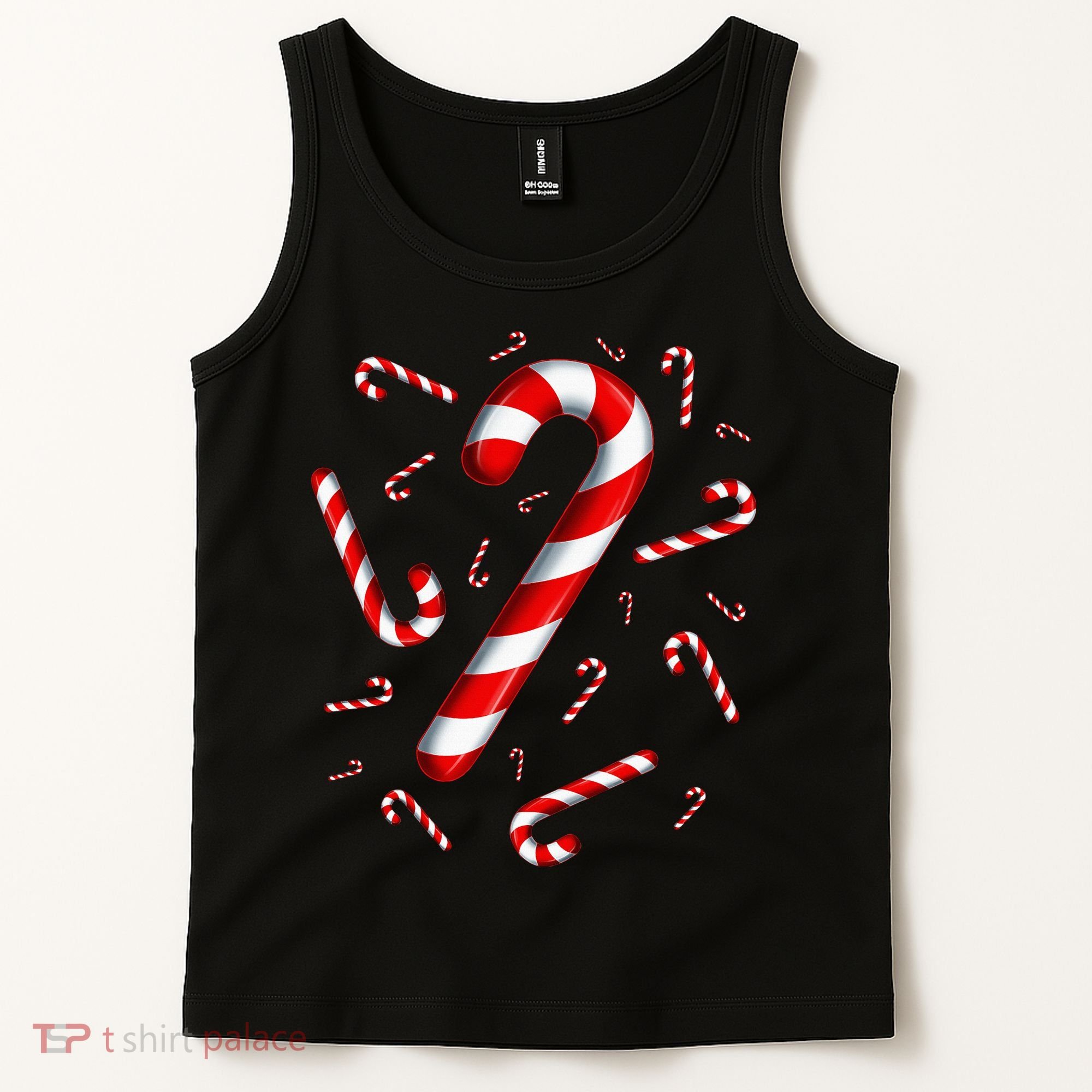 Christmas Flying Candy Cane Lover Taster Red And White Woman Tank Top