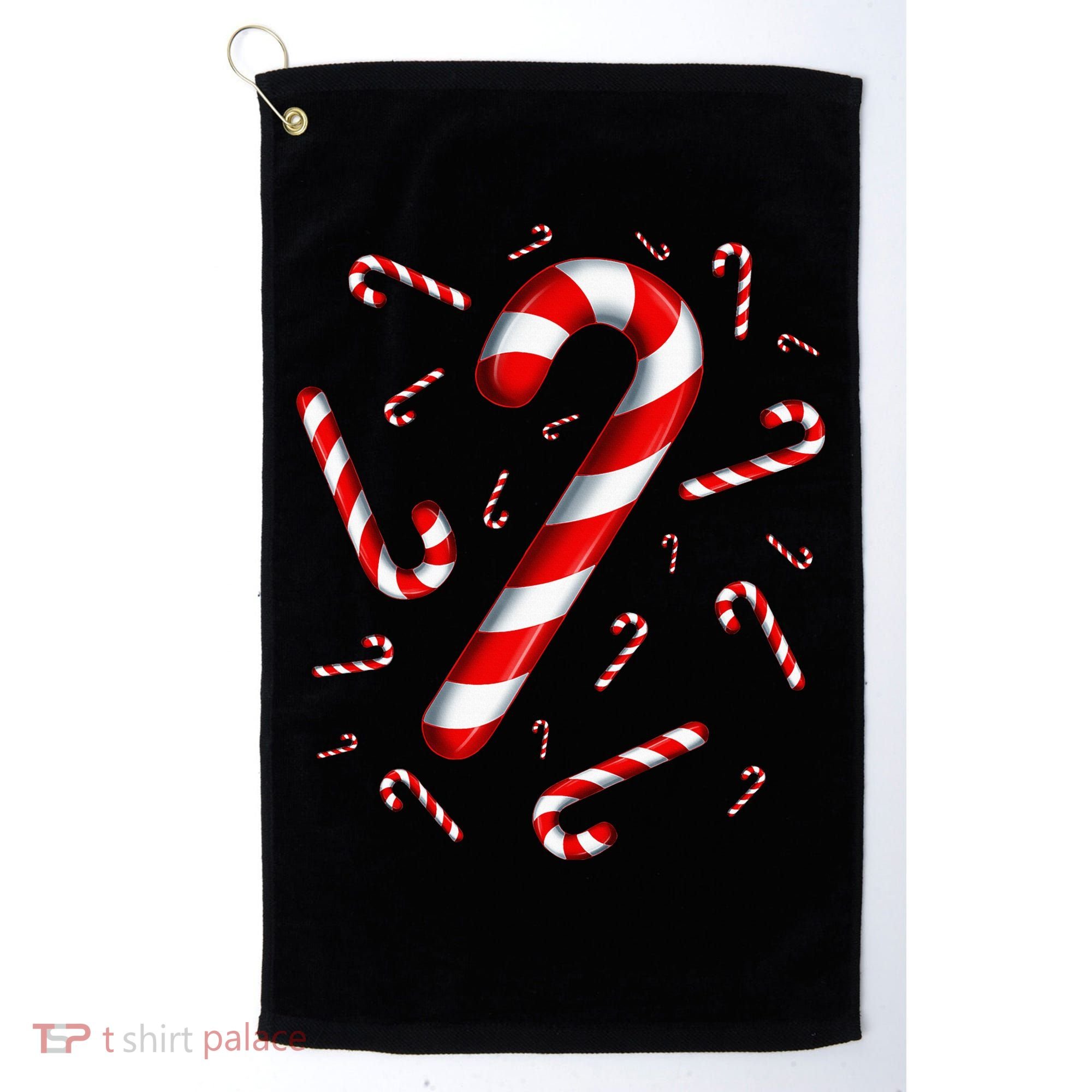 Christmas Flying Candy Cane Lover Taster Red And White Woman Golf Towel