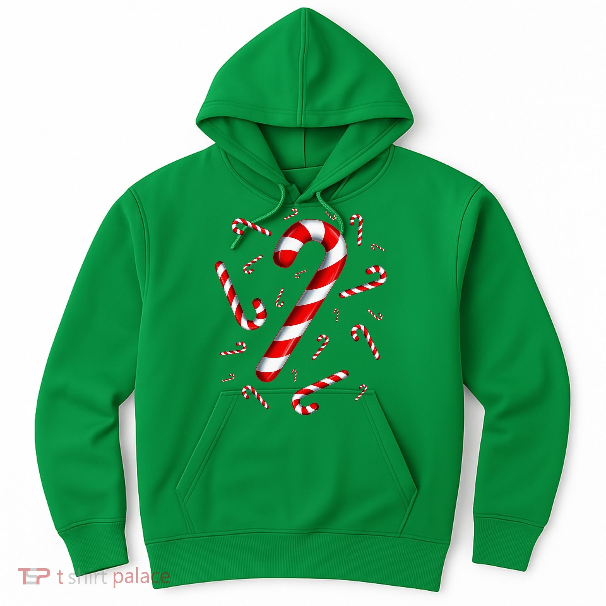 Christmas Flying Candy Cane Lover Taster Red And White Woman Hoodie