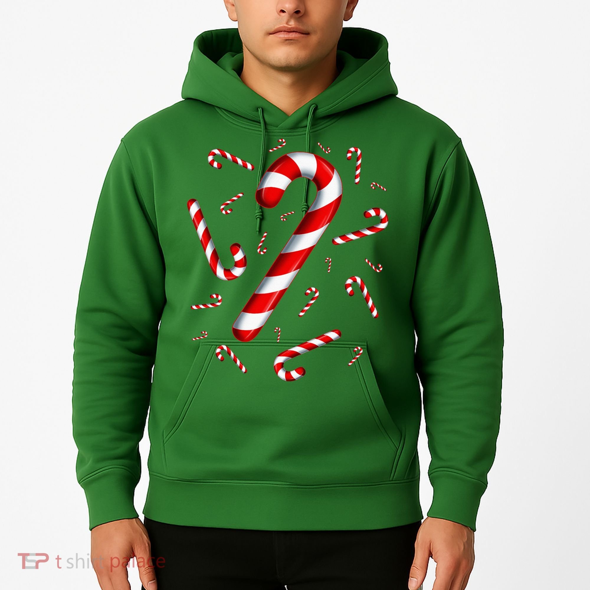 Christmas Flying Candy Cane Lover Taster Red And White Woman Hoodie