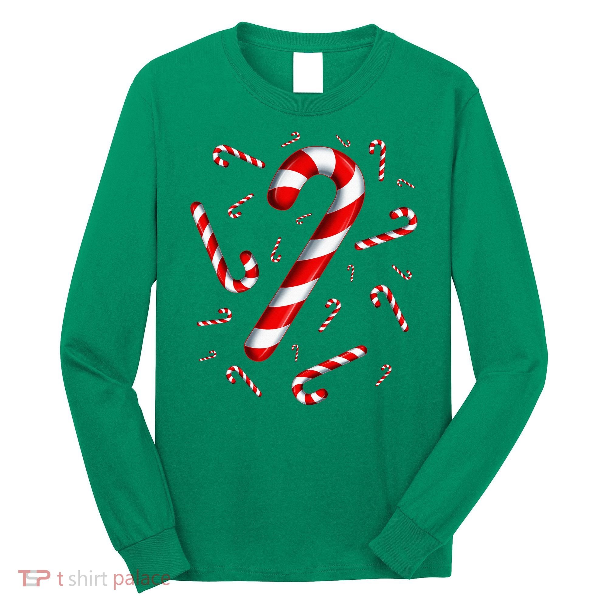 Christmas Flying Candy Cane Lover Taster Red And White Woman Long Sleeve Shirt