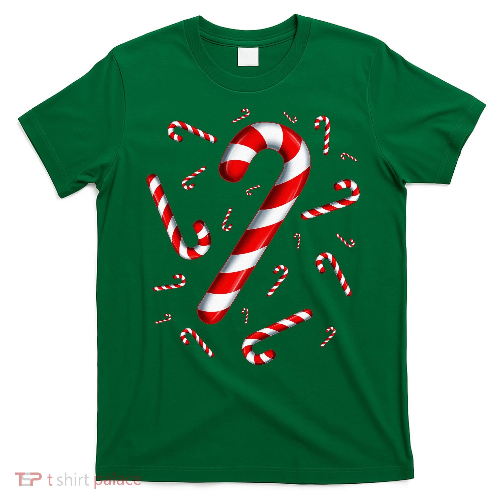 Christmas Flying Candy Cane Lover Taster Red And White Woman T-Shirt