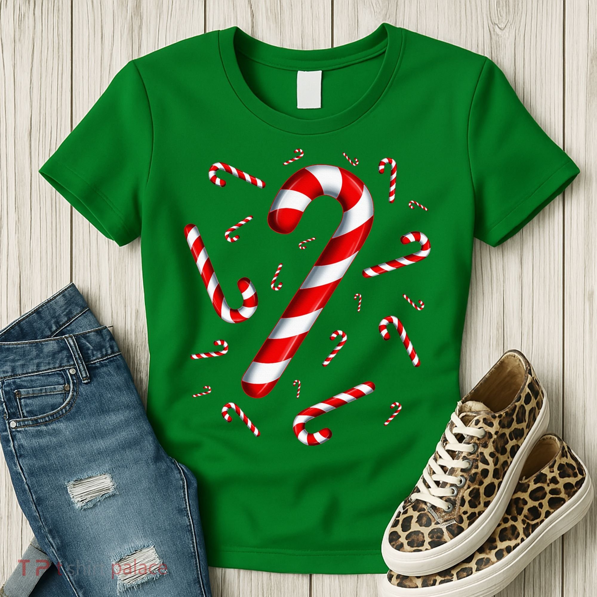 Christmas Flying Candy Cane Lover Taster Red And White Woman Women's T-Shirt
