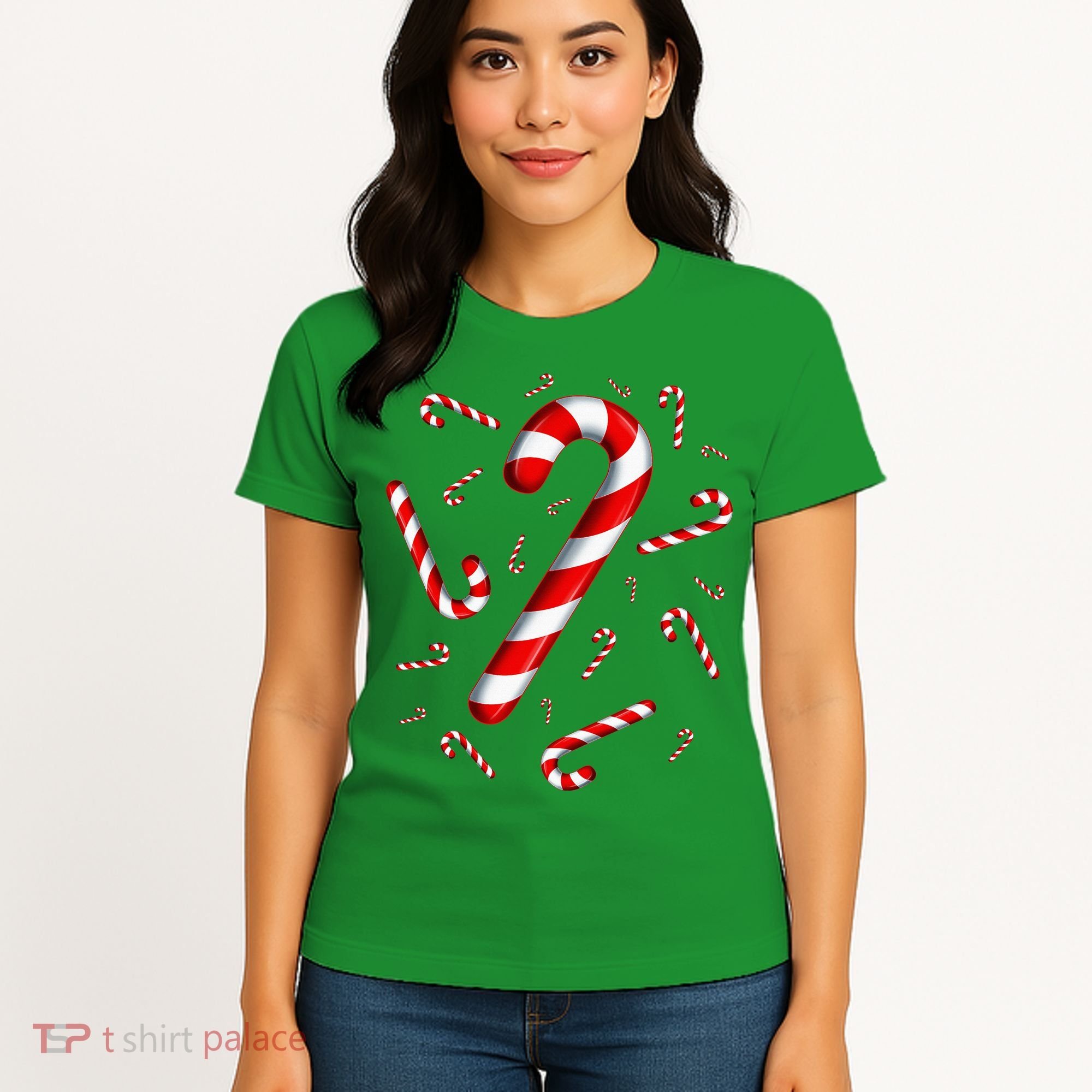 Christmas Flying Candy Cane Lover Taster Red And White Woman Women's T-Shirt