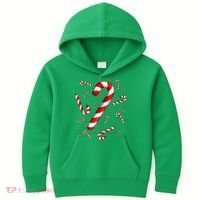 Christmas Flying Candy Cane Lover Taster Red And White Woman Kids Hoodie thumb 0
