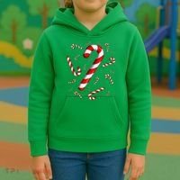 Christmas Flying Candy Cane Lover Taster Red And White Woman Kids Hoodie thumb 3
