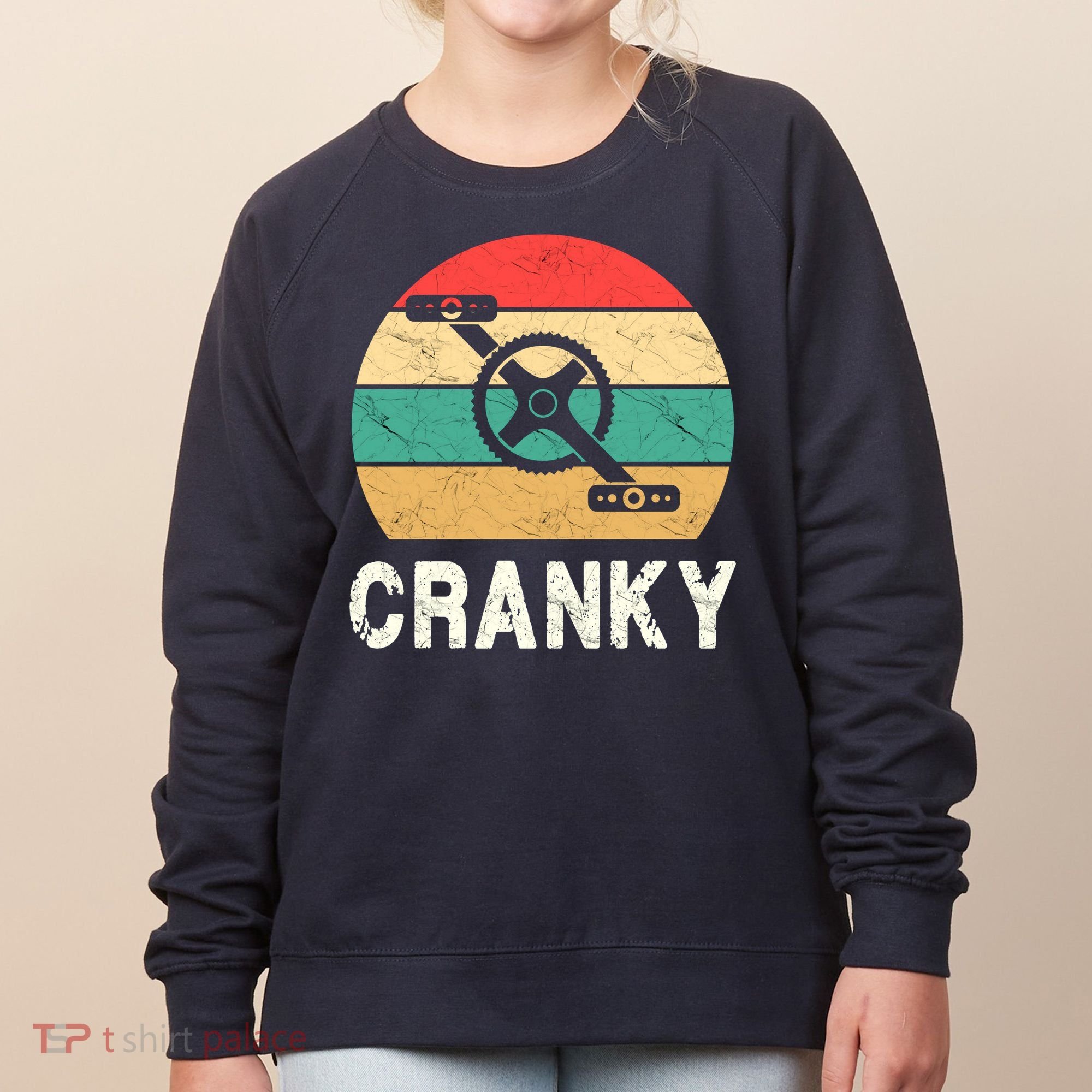 Cranky Funny Cyclist Retro Distressed Look Women's Sweatshirt