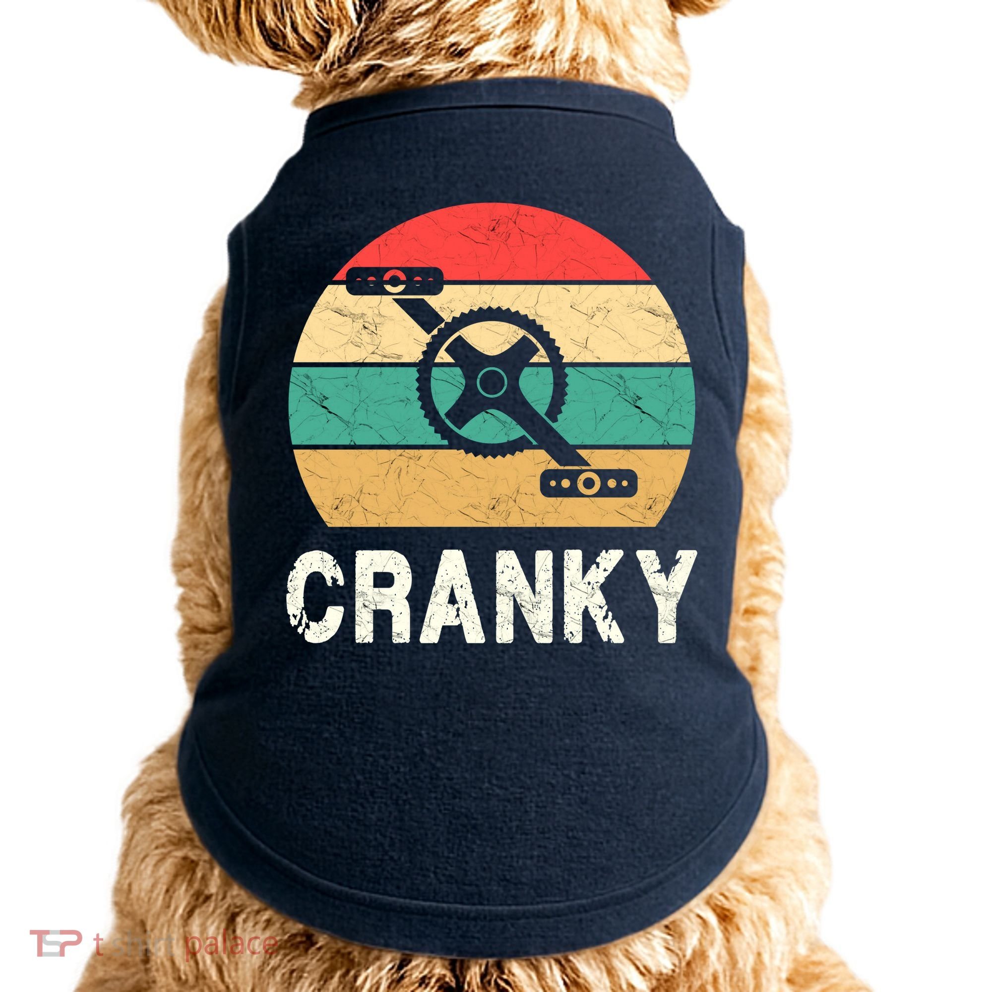 Cranky Funny Cyclist Retro Distressed Look Doggie Tank