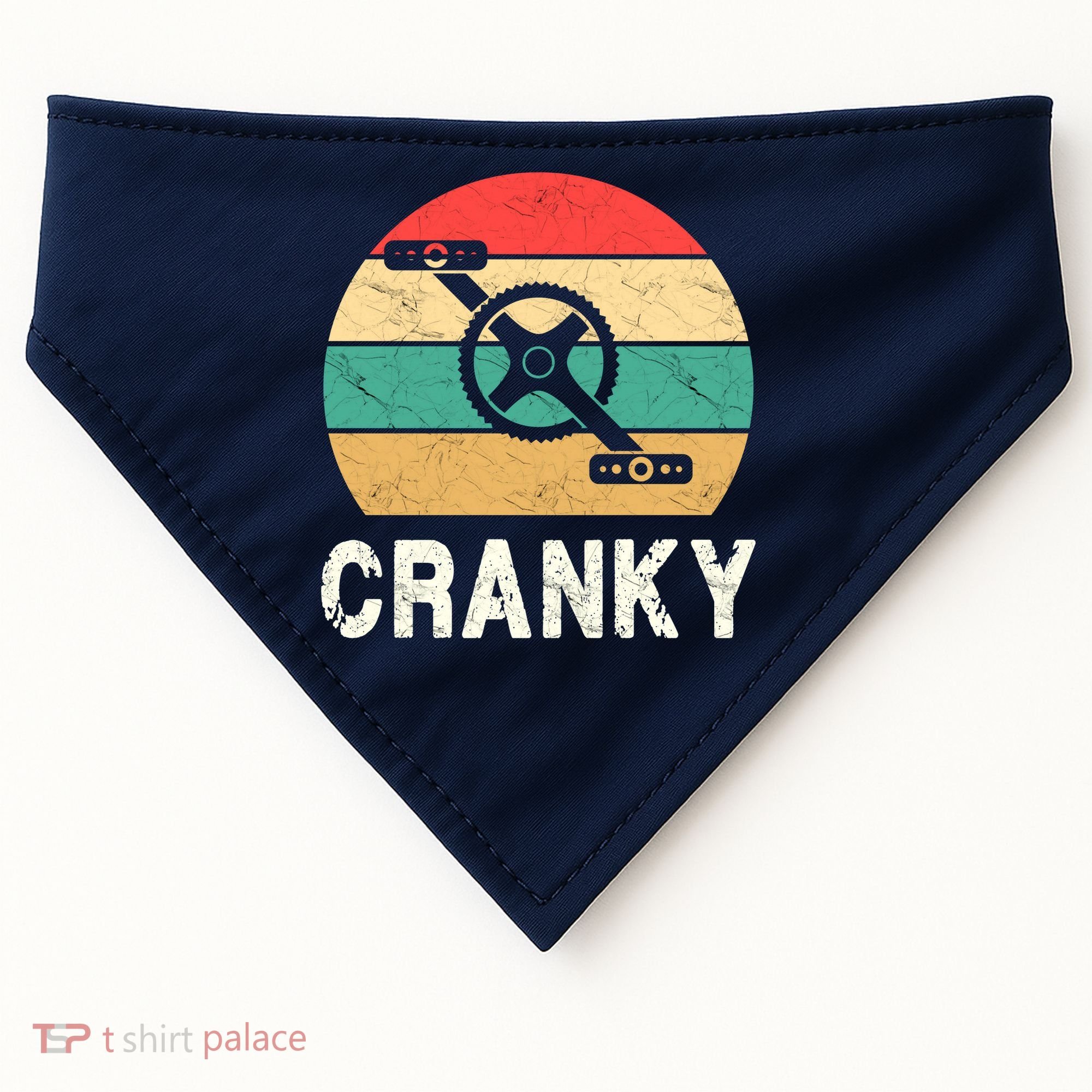 Cranky Funny Cyclist Retro Distressed Look USA-Made Doggie Bandana
