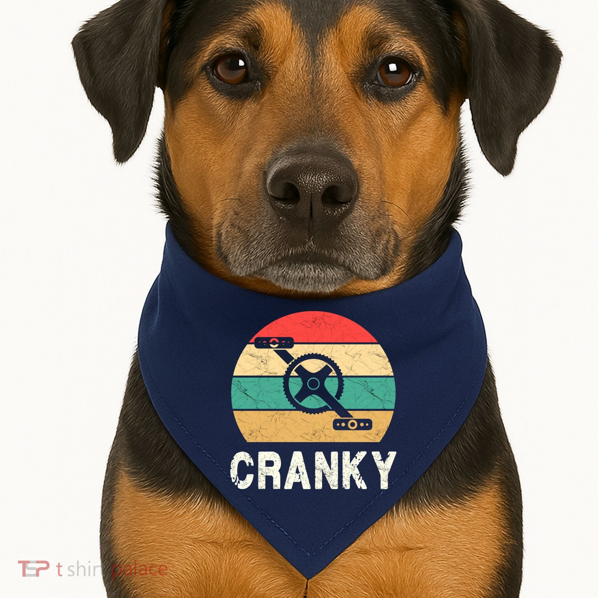 Cranky Funny Cyclist Retro Distressed Look USA-Made Doggie Bandana