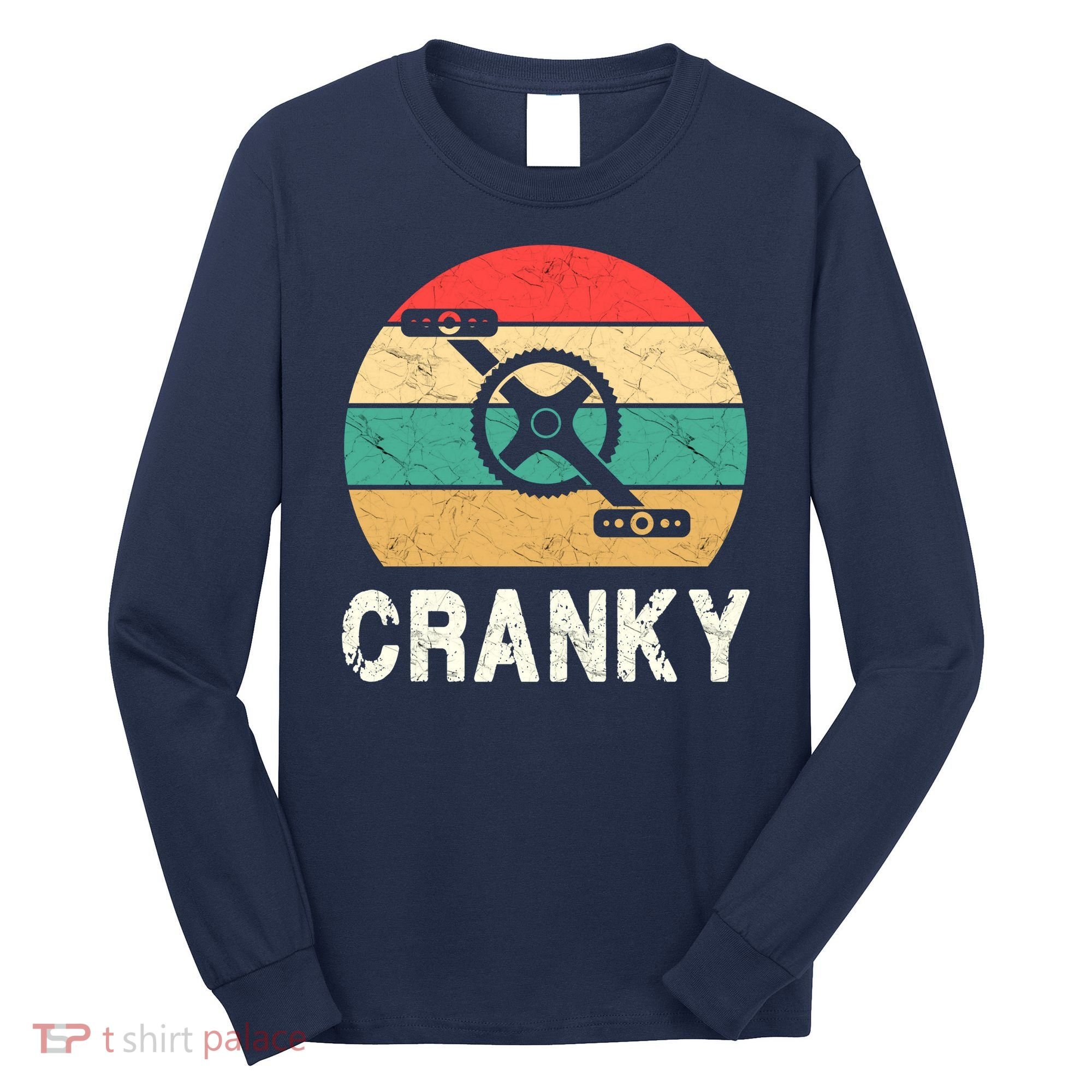 Cranky Funny Cyclist Retro Distressed Look Long Sleeve Shirt