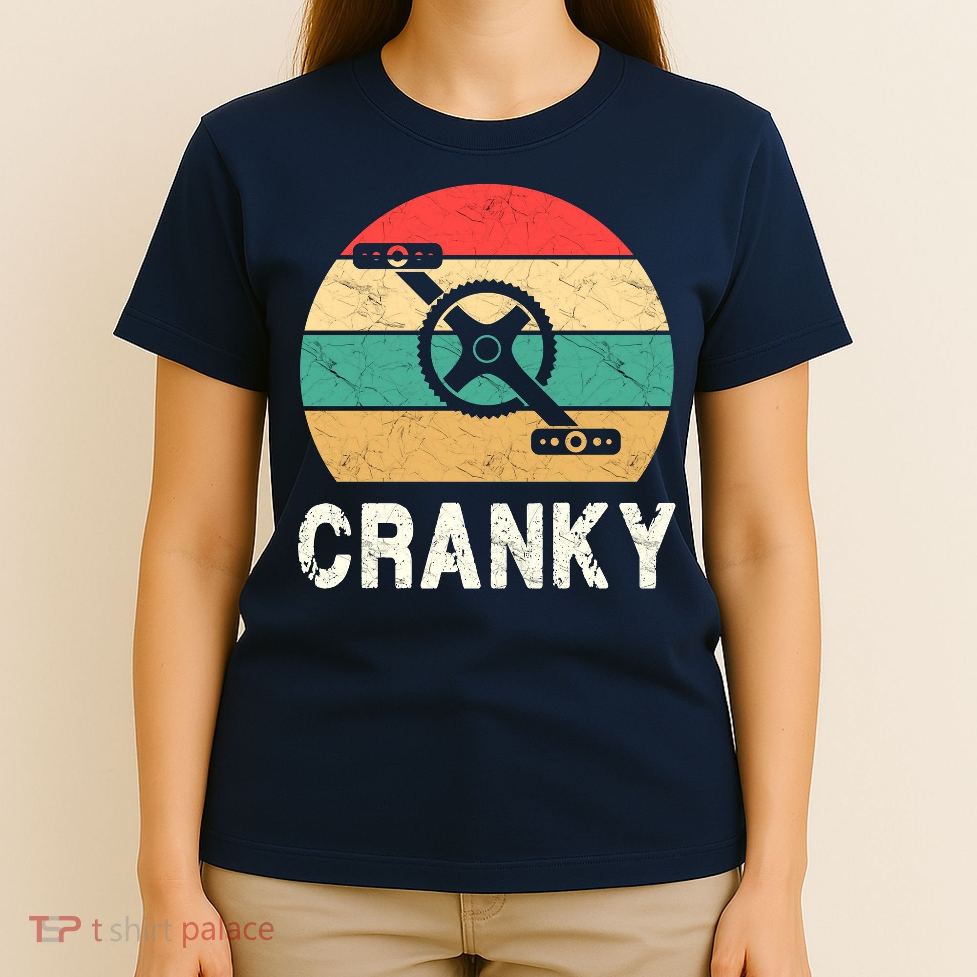 Cranky Funny Cyclist Retro Distressed Look T-Shirt